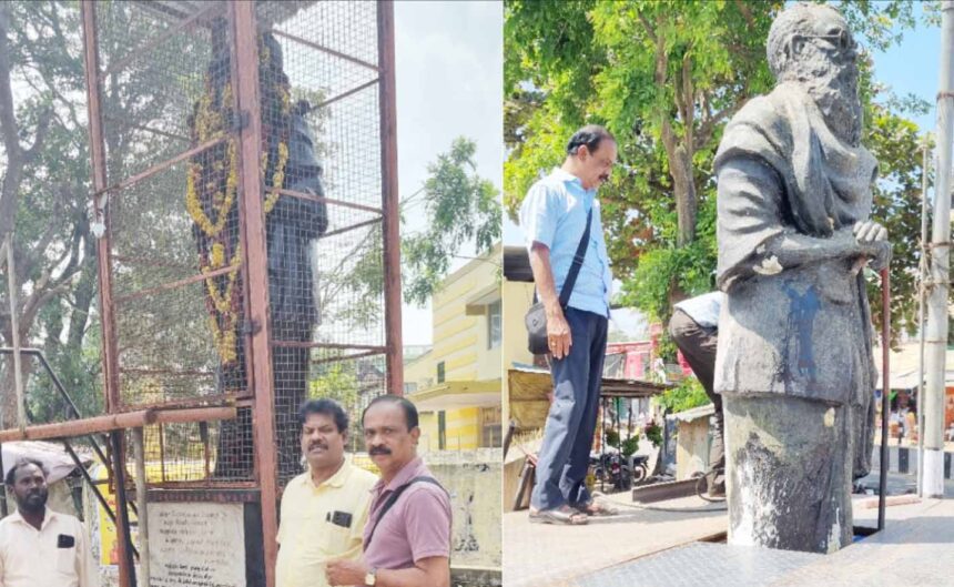 தந்தை பெரியார் சிலை சுற்றி உயர்மட்ட மேடை அமைப்பு திராவிடர் கழகம்