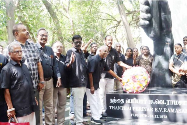அன்னை ஈ.வெ.ரா.மணியம்மையார் 106ஆம் ஆண்டு பிறந்த நாள் தொண்டற த்தாய் சிலைக்கு மாலை அணிவித்து நினைவிடத்தில் மலர் வளையம் வைத்து மரியாதை திராவிடர் கழகம்