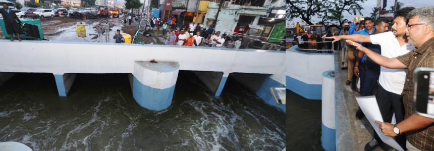 மூடு வடிகால்வாய் அமைக்கப்பட்டதால் நீர் தடையின்றி செல்வதை தமிழ்நாடு துணை முதலமைச்சர் உதயநிதி ஸ்டாலின் நேற்று (21.10.2025) நேரில் பார்வையிட்டு ஆய்வு செய்தார் தமிழ்நாடு
