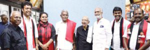 மார்க்சிஸ்ட் கம்யூனிஸ்ட் கட்சியின் மாநில செயலாளர் பெ.சண்முகம், மதச்சார்பற்ற முற்போக்கு கூட்டணியின் திமுக வேட்பாளர்கள் தமிழர் தலைவருடன் சந்திப்பு திராவிடர் கழகம்