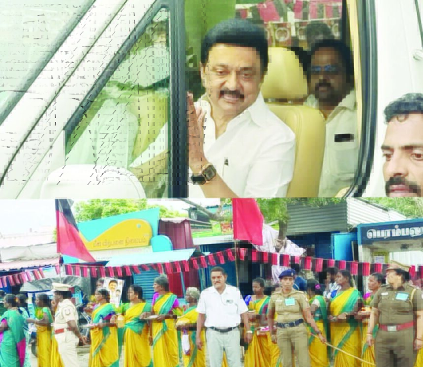பெரம்பலூர் மாவட்டத்திற்கு வருகை தந்த முதலமைச்சர் மு.க.ஸ்டாலின் அவர்களுக்கு கொட்டும் மழையிலும் தி.மு.க.வினர் - பொதுமக்கள் - பெண்கள் உற்சாக வரவேற்பு! முகமலர்ச்சியுடன் உற்சாகத்தில் முதலமைச்சர்! ஆசிரியர் அறிக்கை