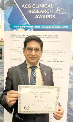 புகழ்பெற்ற இரைப்பை குடல் சிகிச்சை நிபுணர் டாக்டர். டி.எஸ். சந்திரசேகருக்கு அமெரிக்கன் காலேஜ் ஆஃப் காஸ்ட்ரோஎண்டெராலஜியின் உயரிய விருது தமிழ்நாடு