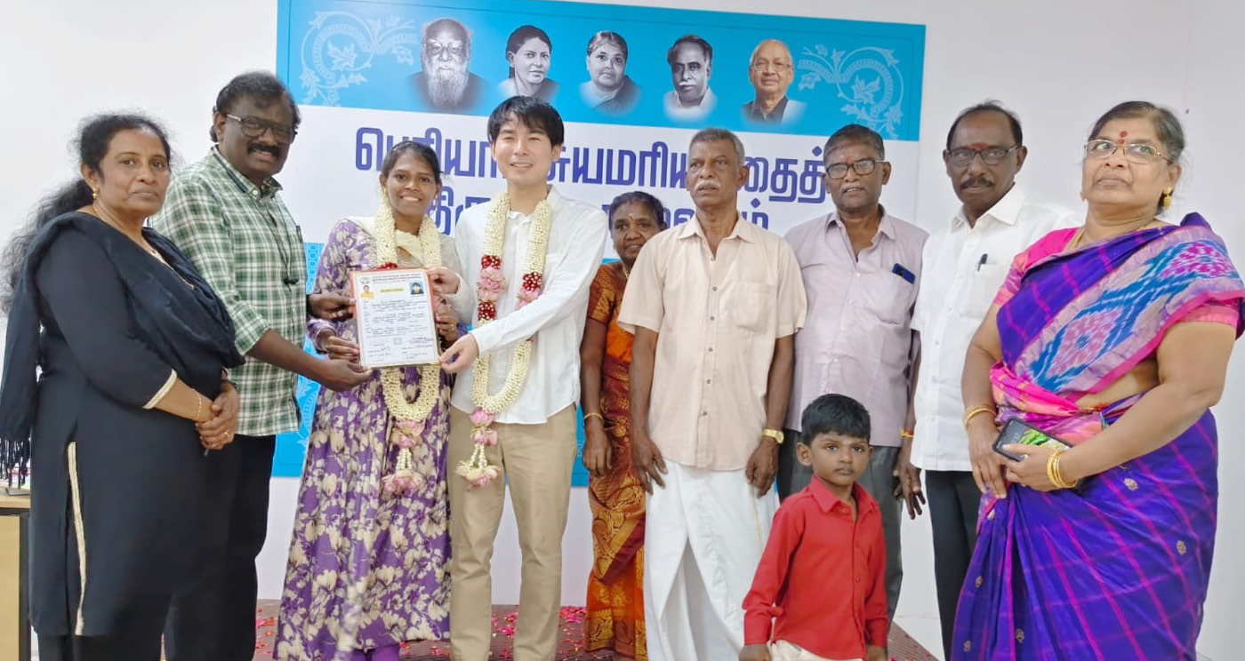 பெரியார் சுயமரியாதைத் திருமண நிலையத்தில் ஜப்பானைச் சேர்ந்த ஷூன்யா யாஷிமாக்-செல்வி என்ற சென்னையைச் சேர்ந்த பெண்ணுக்கும் சுயமரியாதைத் திருமணம் நடந்தது.